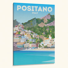 Load image into Gallery viewer, Canvas Printing of Positano, Italy, showcasing colorful buildings and beautiful coastline.