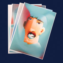 Load image into Gallery viewer, Fabriano textured fine card prints showcasing a creative animated character design.