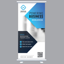 Load image into Gallery viewer, Roll-up Banners featuring modern design for businesses with customizable text space.